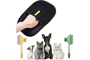 PUTEXTILE 2025 2.0Upgrade Electrostatic Pet Hair Removal Gloves for Dogs and Cats, Reusable Pet Hair Remover Glove, 2 Combs Included (1P Black + 2 Combos)