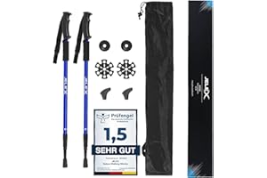 JELEX Nature Teleskop Walking Stöcke für Nordic Walking verstellbar, inkl. diverser Aufsätze für Outdoor Aktivitäten, ultrale
