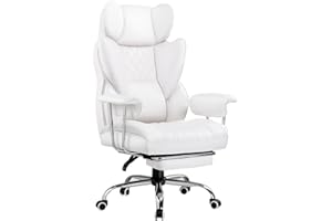 ‎GTPLAYER GTPLAYER Gaming Stuhl, Bürostuhl mit Taschenfeder-Lendenwirbelstütze, ergonomischer und komfortabler breiter Büro-Computersessel mit nach außen fixierten weichen Armlehnen und Fußstütze weiß