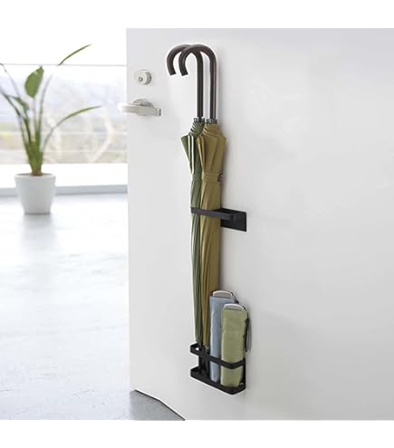 Yamazaki 6694 SMART Wall Mounted Umbrella Holder, Black, Steel, 20 x 6.5 x 9.5 cm