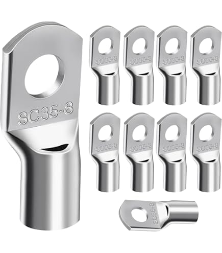 12 Stück Ringkabelschuhe 35mm² M8 - Verzinnte Kupferkabelschuhe Für Batterie & Auto