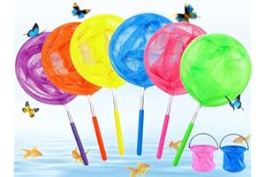 Hitopin 6PCS Children Fishing Net Butterfly Telescopic,Telescopic Butterfly Net Set,Extendable Fishing Net,Kids Telescopic Butterfly Net,Bugs Insect Small Fish Outdoor Beach Garden Activities