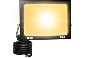 Royana 150W Projecteur Exterieur LED, 15000LM Spot LED Extérieur, 3000K Blanc Chaud IP66 Imperméable Spot LED, Sécurité Floodlight pour Jardin Cour Terrasse Square Usine