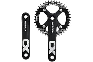 SURIEEN Black Square Crankset with Chainring Single Speed Crankset MTB Crank for Mountain Bike, Road bike, Folding bike