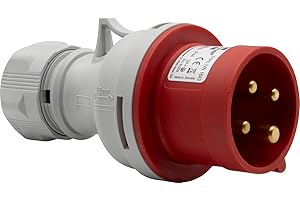 Brennenstuhl Spina Elettrica CEE a 4 Poli per Uso Esterno, Presa Industriale Maschio CEE 400V/16A, Tecnologia Connessione Avvitabile, Utilizzo in Cantieri, Campeggio, IP44, 16A