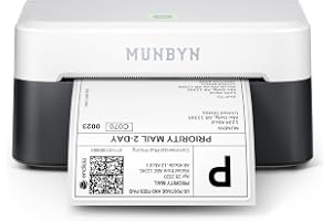 MUNBYN RW403B fraktetikettskrivare, ny DAC-teknik, automatisk kalibrering, för frakt- och försäljningsplattformar samt kontors- och logistiketiketter