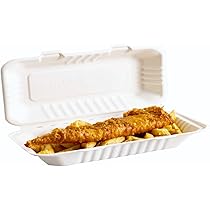 No Results For Sunrise Packaging 25 Pack Xtra Large Super Rigid Bagasse Clamshell Lunch Boxes For Fish And Chips 12.5 X 6 Inch