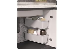 Baffect Organizador de gabinete de cesta deslizante de 2 piezas, cajones extraíbles debajo del fregadero Organizadores de armario Cestas de almacenamiento deslizantes montadas en la pared (gris)