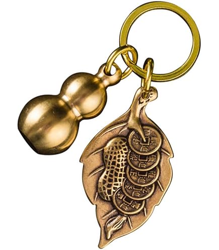 FAZOVIN Brass Wu Lou/Buddha Keychain – Feng Shui Lucky Charm With 5 Chinese Coins & Tassel