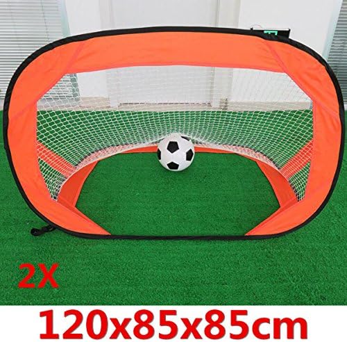 Aissimio Pack of 2 Mini Portable Pop Up Soccer Goals Football Goals Net Set for Kids 85X85X120cm