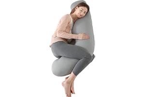 SHANNA Pregnancy Pillow for Sleeping, J Shape Comfort Cooling Maternity & Body Pillow, Nursing, Support Full Body Pillow for Pregnant, Support Hips, Leg, Back for Pregnancy Pillow with Removable and Washable