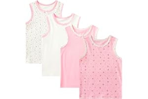 Lohhbve 4 Pack Bambini Classic Solid Camisole Undershirt per 2-10 Anni Ragazze del Bambino Cotone Racerback Tank Top Multipack