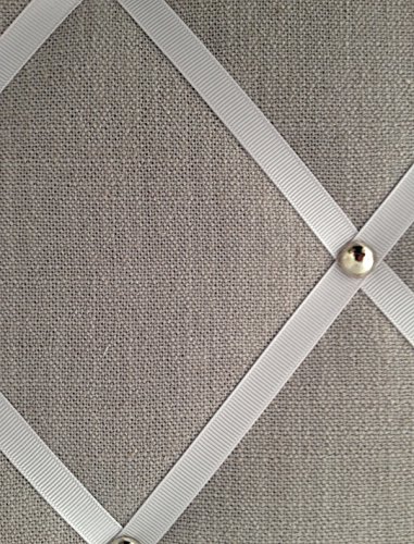 Pinnwand/Memo Boards/X-Large 48 x 60 cm Scandi grau Leinen mit Criss Cross Bänder & Chrom Nieten, Bulletin Boards, Nachricht Boards - 3