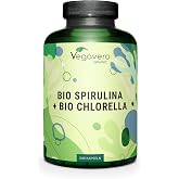 Espirulina y Chlorella BIO Vegavero | 2000 mg Dosis Diaria | 240 C&aacute;psulas | Testado en Laboratorio | Algas Marinas | Superfoo