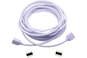 LitaElek 2.5m Câble d'extension Bande LED RGB Rallonge de Ruban LED Extension Cable 4 Broches Extenseur Câble Stripe LED Connector Connecteur pour SMD 5050 3528 2835 RGB LED Strip, Blanc, 1pc
