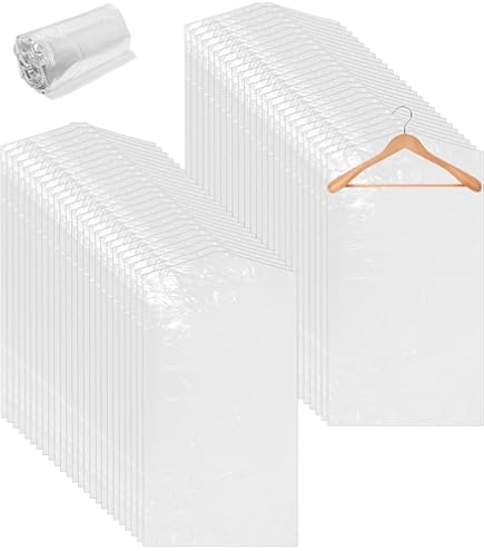 50 kledingzakken van transparante kunststof, 60 x 100 cm, stofbescherming voor kleding, waterdicht, voor kleding, overhemden en jassen