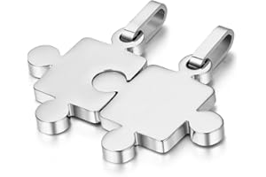 OIDEA Collares Pareja Dog Tag Acero Collar Puzzle 2 Piezas Joyería de Moda Regalo San Valentín Cumpleaños