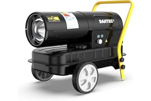 DAHTEC Chauffage Diesel Haute Performance 30 kW - Radiateur Industriel - Surface Chauffée : 320 à 420 m² - Thermostat Réglable & Indicateur de Niveau d'huile - Pour Ateliers, Chantiers, Agricole
