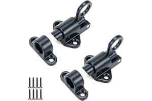 NOLACE 2 Pezzi Chiavistello a Molla, Rimbalzo Serratura Porta Automatico con Viti, Blocco Automatico in Alluminio, Bullone Molla Porta Lega per Porte in Legno, Finestre, Porte di Armadi (nero)