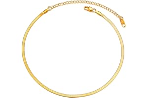 PROSTEEL Collana a Girocollo Donna a Catena Serpente Piatta 3/5/ 8mm, Lunghezze Regolabile 38/42/ 46cm, Acciaio Placcato Oro, Oro, Hip Hop Punk Rap (con Confezione)