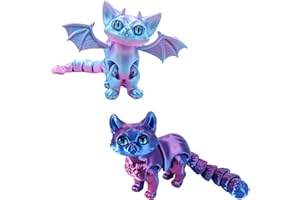 GETJOY 2 PCS 3d Printed Animals, 3d Printed Toys, Fidget Toy for Stress Relief, with Flexible Joints, Cute Animals for Adults, Adorable Red Blue Cat, Home Office Desk Pet Decoration Toys Gifts