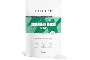 Collagène Marin Hydrolysé Type 1 Peptan® en Poudre avec Vitamine C - Complément Alimentaire Récupération, Articulations & Peau - 270g - Goût neutre - Fabriqué en France - IMPULSE NUTRITION