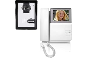AMOCAM Video Door Phone System, 4.3 Inch Clear LCD Monitor Wired Video Intercom Doorbell Kits, Night Vision Camera Door Bell Intercom, Doorphone Telephone Style for Home Improvement