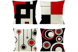 GSP Gspirit 4 Pack Cuscini Divano Moderni Rosso Cotone Biancheria Tropicale Decorativo Copricuscini Divano 45x45 cm