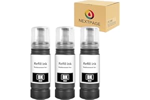 NEXTPAGE Ink Bottles Compatible with ink refill bottles ET-1810 ET-2710 ET-2711 ET-2712 ET-2714 ET-2720 ET-2721 ET-2810 ET-2812 ET-2820 ET-4700 ET-4800 Printer (3BK)