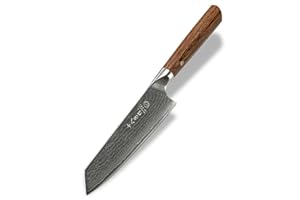SHI BA ZI ZUO Coltello da chef Damasco Coltello da cucina giapponese Santoku professionale da 7 pollici, anima in acciaio super VG10, lama forgiata a 67 strati e bordo affilato come un rasoio