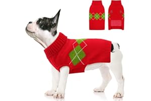 ALAGIRLS Zimowy świąteczny sweter dla psa, dzianinowy gruby sweter dla psów, płaszcz dla dużych psów, ciepłe zimowe ubrania dla zwierząt, gruby kostium psa, miękki, ciepły płaszcz dla dużych psów, czerwony,