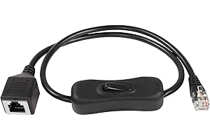 RIIEYOCA Cable telefónico RJ12 encendido/apagado 6P6C macho a hembra teléfono fijo cable telefónico con interruptor separador, negro, 50 cm/1,6 pies