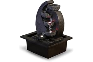 Zen Light Cascade V.2 Fontanna Wodospadowa, Żywica, Czarny, 17 x 21 x 26 cm