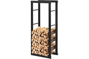Laneetal Range-Bûches, Étagère pour Bois de Cheminée Intérieur Extérieur, 40x100x25 cm, Métal, Noir