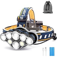 Stirnlampe, 8 LED 8 Modi Kopflampe, Superheller Wasserdicht USB Wiederaufladbare Stirnleuchte für Camping, Fischen…