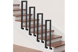 COZYKIMO Poręcz do schodów wewnętrznych w kształcie litery U w kolorze czarnym, poręcz do schodów zewnętrznych, poręcz zewnętrzna, 35-110 cm, balustrada z kutego żelaza, montaż boczny (czarny B, 110cm)