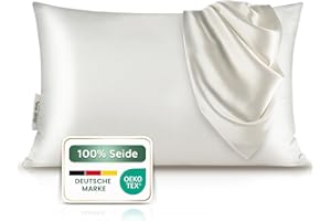 ‎BENE-SLEEP bene-sleep® Premium Seidenkissenbezug – 100 % Maulbeerseide 22 Momme | Verstärkte Nähte | Oeko-TEX Zertifiziert* | Anti-Frizz & Faltenreduzierung | hypoallergen & hautfreundlich (Weiß, 40x80 cm)