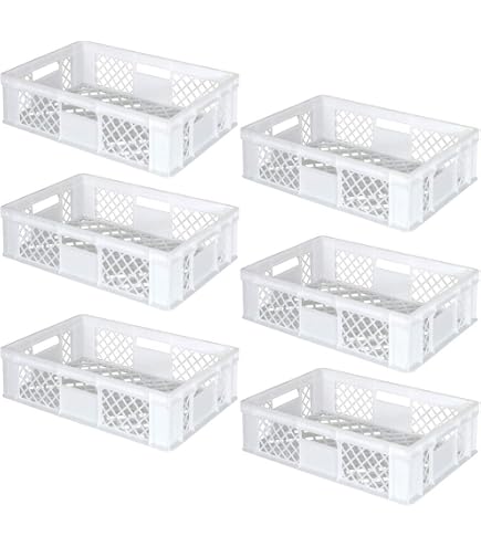 Lot De 3 Bacs Euros Ajourés 600x400x320 Mm Qualité Alimentaire Avec Chariot - Vert