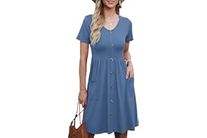 AUSELILY Letnie sukienki damskie na co dzień z krótkim rękawem