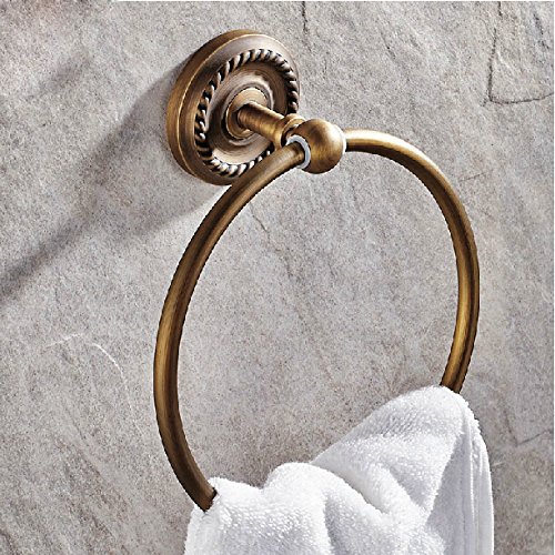 Weare Home Einfachheit Badezimmer Accessoires Antik Wandhalter Handtuchring rund Handtuchhalter, alle Gelb Kupfer Messing Bronze - 4