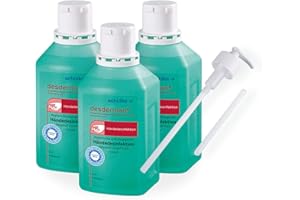 3x 500 ml Schülke Desderman Händedesinfektionsmittel Desinfektionsmittel, 1x Dosierpumpe