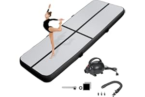 KIKILIVE 10/20CM Hoch Gymnastikmatte Tumbling Matte, 2/3/4/5/6M Aufblasbar Gymnastik Track Matte Air Turnmatte mit Luftpumpe Aufblasbare Sportmatte für Fitness/Outdoor/Yoga/Training usw