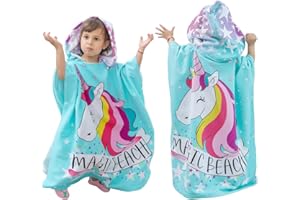 KAKU NANU Asciugamano da bagno per bambini, telo da spiaggia per bambini, motivo carino, mantello poncho da bagno, per bambini, ragazzo, e da bagno