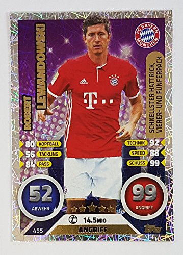 Preisvergleich Produktbild 455 - Robert Lewandowski - Bayern München - Hattrick-Held (Schnellster Hattrick) (Topps Match Attax Bundesliga 2016 / 2017)