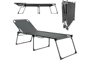 ‎OSOLTUS Sonnenliege XXL Dreibeinliege 215 x 70 x 50 cm | extra große & hohe Sonnenliege in anthrazit - Robustes Aluminiumgestell klappbar bis 130kg | Indoor & Outdoor