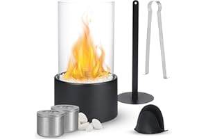 Dreamhigh® Camino a bioetanolo, camino da tavolo per interni ed esterni, con pietre decorative, focolare a bioetanolo portatile, tempo di combustione infinito