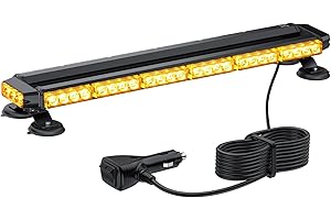 ‎JUSTECH Justech 54LEDs Rundumleuchte 27 Modi Blitzleuchte Schraube Starker Magnet Amber Gelb Decke Licht Warnleuchte 12/24V Notfallblinklampe 30W Blinklicht 5m Netzkabel Doppelschalter Metallhalterung mit E57