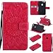 Produktbild Lonchee Google Pixel XL Leder Wallet Tasche Brieftasche Schutzhülle , Sonnenblumen geprägten Muster Design Hochwertige PU Leder Folio Tasche Case Hülle im Bookstyle mit Standfunktion Kredit Kartenfächer (Rote)