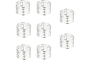 COLRID 8 Piezas Servilleteros de Aro, Servilletero de Metal, Anillos de Servilleta, Sencillo y Elegante, Diseño Hueco, Acero Inoxidable, para Navidad, Boda, Banquete, Cena, Decoración de Mesa Favor (Plata)
