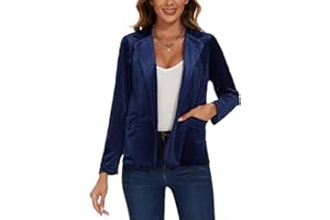 MINTLIMIT Women's Casual Velvet Blazer Notched Lapel Button Front Blazer Jacket Long Sleeve Jacket Coat Blazer